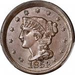 1853 Braided Hair Cent. N-1. Rarity-2. Grellman State-b. MS-64BN (PCGS).