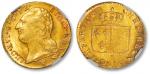 1789年法国国王路易十六像1路易金币一枚，金光闪亮，工艺精美，顶级状态殊为难得，NGC MS65（6047739-003），目前为该公司评级纪录唯一最高分