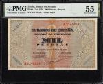 1938年西班牙银行1000 比塞塔。SPAIN. Banco de Espana. 1000 Pesetas, 1938. P-115a. PMG About Uncirculated 55.