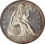 1859 Liberty Seated Silver Dollar. OC-3. Rarity-3+. MS-62 (PCGS).