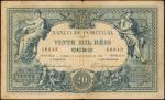 PORTUGAL. Banco de Portugal. 20 Mil Reis, 1891. P-71. Fine.