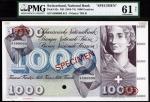 National Bank of Switzerland, specimen 1000 francs, ND (1954-74), serial number 6S00000 011, violet 
