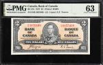 CANADA. Bank of Canada. 2 Dollars, 1937. BC-22c. PMG Choice Uncirculated 63.