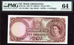 Government of Fiji, 10 shillings, 1 October 1965, prefix C/9, (Pick 52e, TBB B329e), last date and p