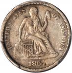 1864-S Liberty Seated Dime. Fortin-101, the only known dies. Rarity-3. VF-25 (PCGS).