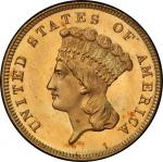 1867 Three-Dollar Gold Piece. Mint State-67+ (PCGS).