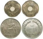 French Indo China,copper nickel 5 cents and 50 cents, 1938 and 1946,both in NGC holder MS65 and MS63