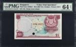 1967-73年新加坡货币发行局伍圆。遂色样张。SINGAPORE. Board of Commissioners of Currency. 5 Dollars, ND (1967-73). P-2c