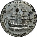 1778-1779 (ca. 1780) Rhode Island Ship Medal. Betts-563, W-1745. Wreath Below Ship, Pewter. Unc Deta