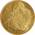 PERU. 8 Escudos, 1795-LM IJ. Lima Mint. Charles IV. PCGS AU-58.