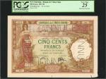 1927-38年东方汇理银行500法郎。NEW CALEDONIA. Banque de LIndo-Chine. 500 Francs, 1927-38. P-38. PCGS Currency V