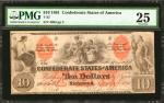T-22. Confederate Currency. 1861 $10. PMG Very Fine 25.