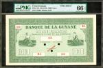 FRENCH GUIANA. Banque de la Guyane. 1000 Francs, ND (1942). P-15s. Specimen. PMG Gem Uncirculated 66