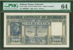 1944-46年比利时1000法郎，编号2060P386，PMG64