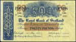 Royal Bank of Scotland, ｣20 (4), 1949, 1957 (3), blue and white with red-brown central panel, arms t