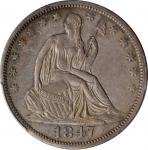 1847-O Liberty Seated Half Dollar. WB-2. Rarity-2. Repunched Date. AU-50 (PCGS).