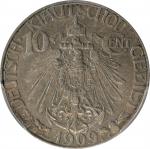 1909年青岛大德国宝一角。柏林铸币厂。(t) CHINA. Kiau Chau. German Occupation. 10 Cents, 1909. Berlin Mint. PCGS AU-55