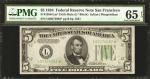 Fr. 1956-Lm*. 1934 $5 Federal Reserve Star Note. San Francisco. PMG Gem Uncirculated 65 EPQ.