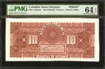 COLOMBIA. Banco Nacional de la República de Colombia. 10 Pesos, 1888-1895.  Back Proof. PMG Choice U