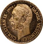 DANISH WEST INDIES. 4 Daler (20 Francs), 1904-P GJ. Copenhagen Mint; mm: heart. Christian IX. PCGS M