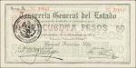 MEXICO--REVOLUTIONARY. Tesoreria General del Estado. 50 Pesos, 1913. M909 Very Fine.