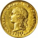 COLOMBIA. 1868 20 Pesos. Popayán mint. Restrepo M339.2. AU-53 (PCGS).