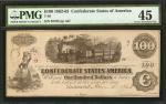 T-40. Confederate Currency. 1863 $100. PMG Choice Extremely Fine 45.