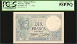 FRANCE. Banque de France. 10 Francs, 1926-32. P-73d. PCGS Currency Choice About New 58 PPQ.