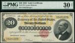 x United States, Gold Certificate, $20, 1882, serial number C8431223, red seal, James A. Garfield at