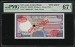 Sri Lanka: Central Bank, 20 rupees, specimen, 21.11.1988, serial number E/1 000000, (Pick 97s), PMG 