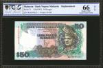 1987年马来亚货币发行局50马币。替补劵。PCGS GSG Gem Uncirculated 66 OPQ.