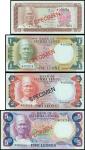 Bank of Sierra Leone,a souvnier set of 50 cents,1, 2, 5 leones, specimen, same serial number *009224