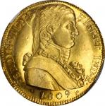 CHILE. 8 Escudos, 1809-So FJ. Santiago Mint. Ferdinand VII. NGC Unc Details--Edge Filing.