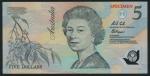 Reserve Bank of Australia, specimen $5, ND (1988), serial number AA 00 000 000, black, red and blue 