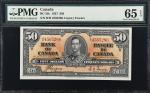 CANADA. Bank of Canada. 50 Dollars, 1937. BC-26c. PMG Gem Uncirculated 65 EPQ.