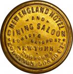 New York, New York. 1868 New England Hotel and Dining Saloon. Bowers NY-6940. Gilt brass. 34 mm. Min
