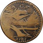 1787 New Jersey copper. Maris 57-n. Rarity-6+. Camel Head. Double Struck. Fine-15 (PCGS).
