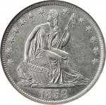 1858-O Liberty Seated Half Dollar. WB-12. Rarity-3. Late Die State. Repunched Date. Shipwreck Effect