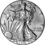 2020-(P) Silver Eagle. Emergency Issue. First Day of Issue. MS-70 (PCGS).