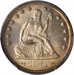 1874 Liberty Seated Quarter. Arrows. Unc Details--Altered Surfaces (PCGS).