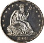 1868 Liberty Seated Half Dollar. Proof-64 (NGC). CAC.