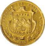 COSTA RICA. 5 Pesos, 1875-GW. San Jose Mint. PCGS AU-58 Gold Shield.
