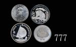 1986、88、90年中华人民共和国精製纯银纪念币5元三枚，及1976年台湾蒋公诞辰银质纪念章一枚 完未流通