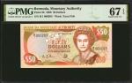 1989年百慕达金融管理局50元。 BERMUDA. Bermuda Monetary Authority. 50 Dollars, 1989. P-38. PMG Superb Gem Uncirc