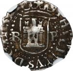 BOLIVIA. Cob 1/4 Real, ND (ca. 1578-82)-B P. Potosi Mint. Philip II. NGC EF-40.