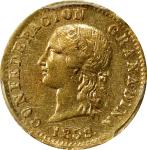 COLOMBIA. 2 Pesos, 1859-P. Popayan Mint. PCGS Genuine--Cleaned, AU Details.
