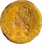 FRANCE. Louis dOr, 1717-A. Paris Mint. Louis XV. NGC AU-58.