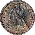 1849-O Liberty Seated Dime. Fortin-104. Rarity-4. Repunched Date, Small O. AU-53 (PCGS).