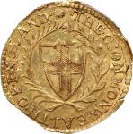 GREAT BRITAIN. Commonwealth. Double Crown, 1653. London Mint; mm: Sun/-. PCGS AU-58.