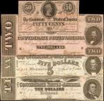 Lot of (4) Confederate Currency Notes. T-59, T-60, T-61, & T-63. Very Fine to About Uncirculated.